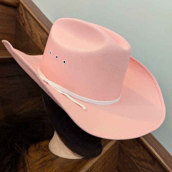 WESTERN EXPRESS CATTLEMAN PINK STRAW COWBOY HAT.  adult Size Small Medium - Picture 13 of 15